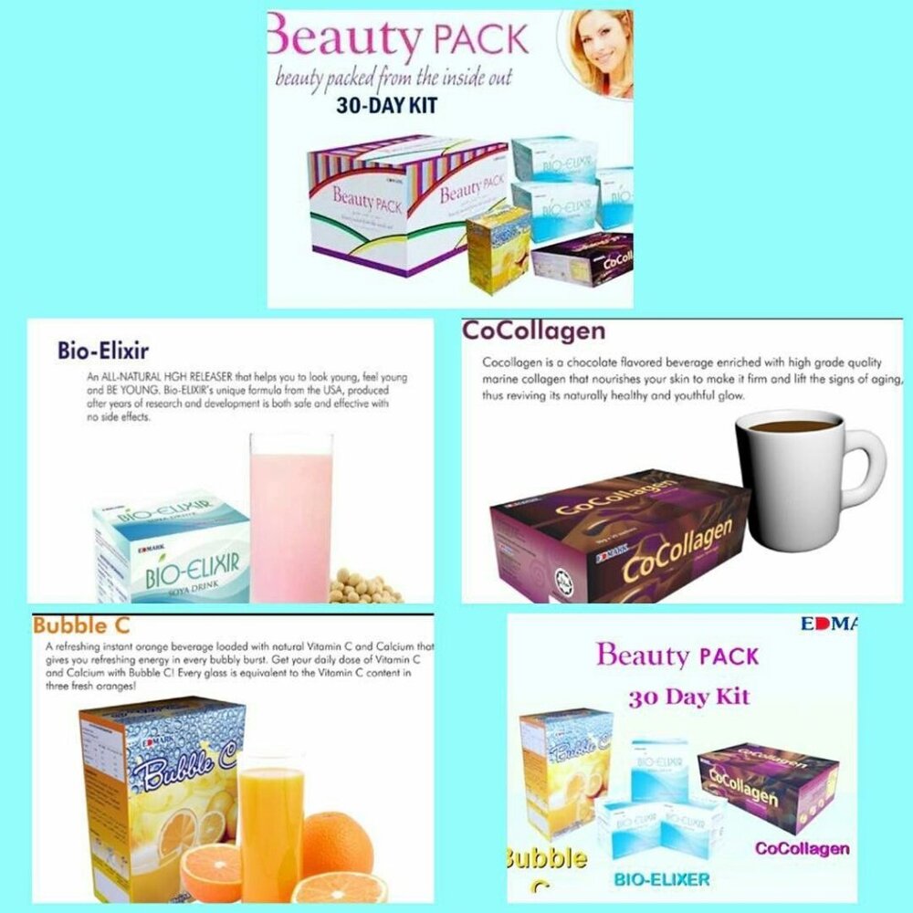 Edmark Beauty Pack 4-in-1 | Bio-Elixir, Bubble C & Collagen Drink Set